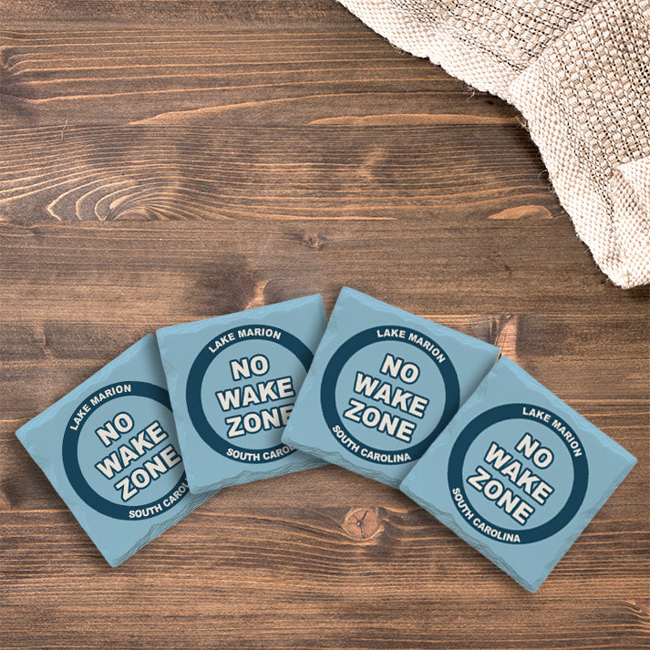 Customizable No Wake Zone Blue | Drink Coaster