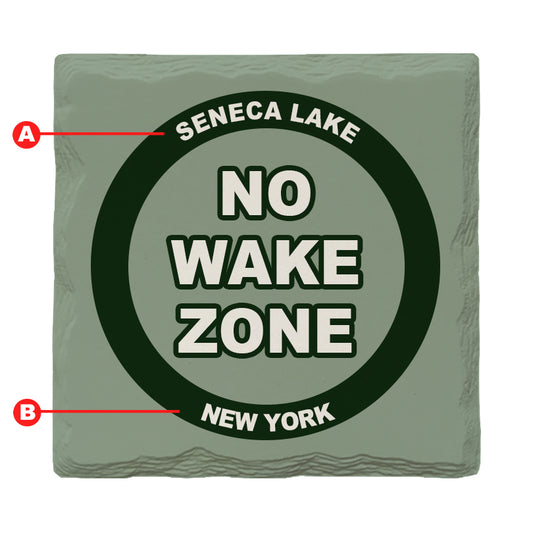 Customizable No Wake Zone Green | Drink Coaster | Absorbent Ridged Ceramic