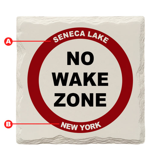 Customizable No Wake Zone Red | Drink Coaster | Absorbent Ridged Ceramic