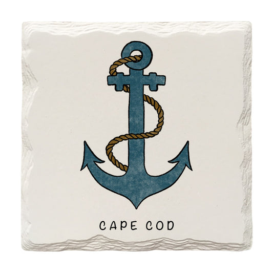 Customizable Anchor Doodle | Drink Coaster | Absorbent Ridged Ceramic