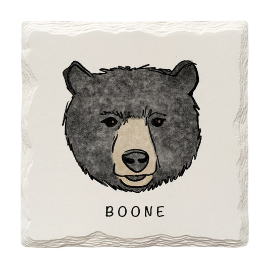 Customizable Black Bear Face Doodle | Drink Coaster