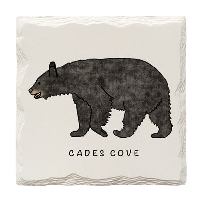 Customizable Walking Black Bear Doodle | Drink Coaster