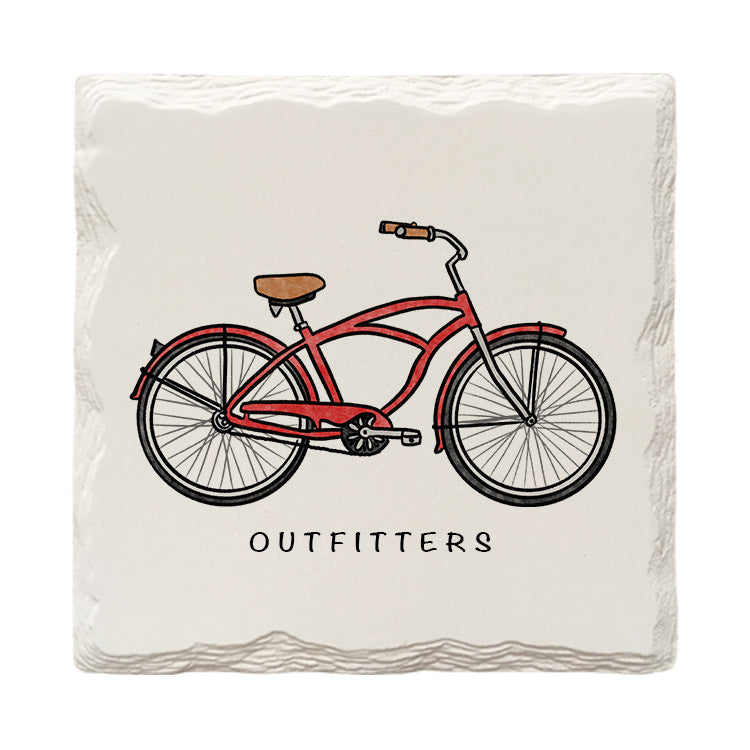 Customizable Beach Bike Doodle | Drink Coaster | Absorbent Ridged Ceramic