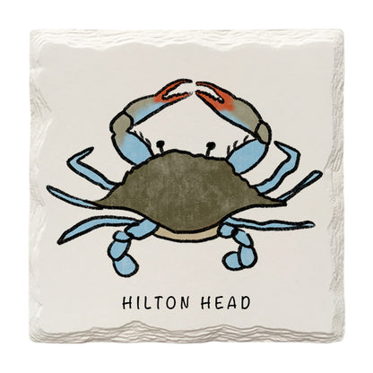 Customizable Blue Crab Doodle | Drink Coaster | Absorbent Ridged Ceramic