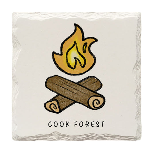 Customizable Campfire Doodle | Drink Coaster | Absorbent Ridged Ceramic