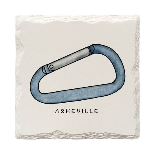 Customizable Climbing Carabiner Clip Doodle | Drink Coaster | Absorbent Ridged Ceramic