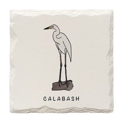 Customizable Egret Doodle | Drink Coaster | Absorbent Ridged Ceramic