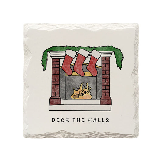 Customizable Christmas Fireplace | Drink Coaster