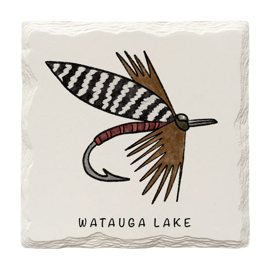 Customizable Fly Fishing Fly Doodle | Drink Coaster | Absorbent Ridged Ceramic