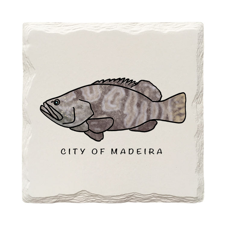 Customizable Grouper Fish Doodle | Drink Coaster