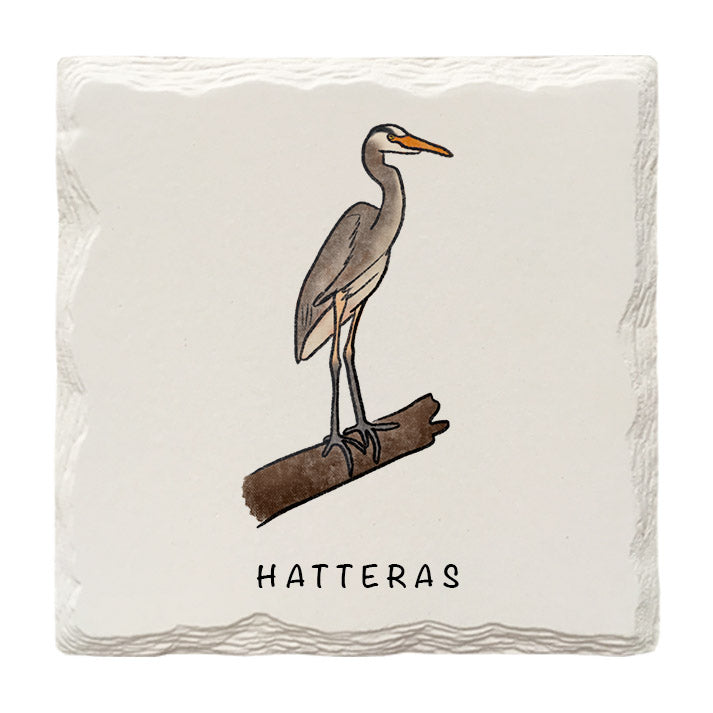 Customizable Heron Doodle | Drink Coaster | Absorbent Ridged Ceramic