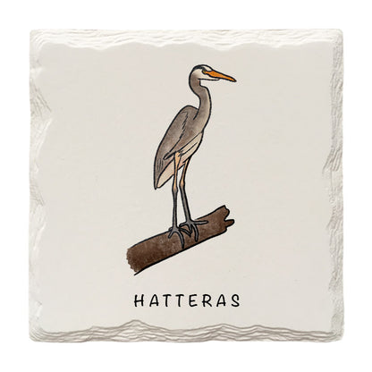 Customizable Heron Doodle | Drink Coaster | Absorbent Ridged Ceramic