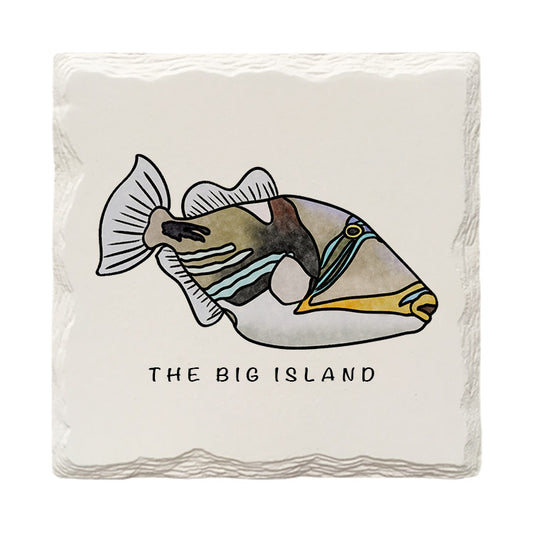 Customizable Reef Triggerfish Doodle | Drink Coaster | Absorbent Ridged Ceramic