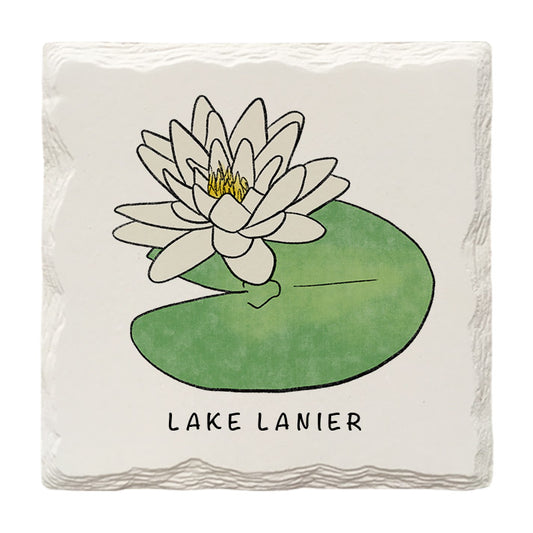 Customizable Lily Pad Doodle | Drink Coaster | Absorbent Ridged Ceramic