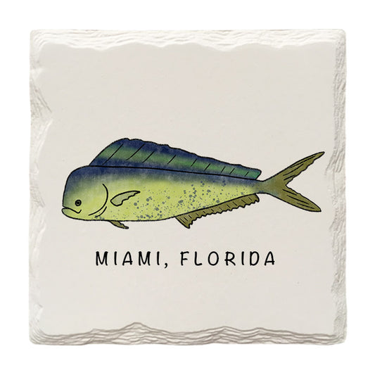 Customizable Mahi Doodle | Drink Coaster | Absorbent Ridged Ceramic