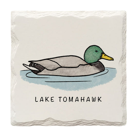 Customizable Mallard Doodle | Drink Coaster | Absorbent Ridged Ceramic