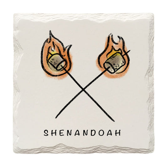 Customizable Roasted Marshmallows Doodle | Drink Coaster | Absorbent Ridged Ceramic