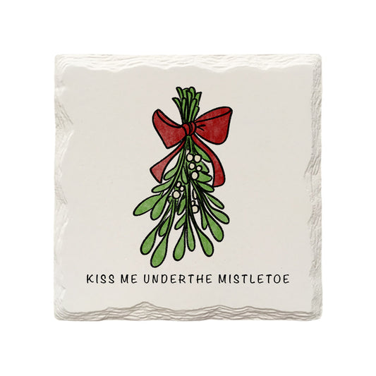 Customizable Christmas Mistletoe | Drink Coaster