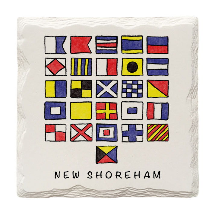 Customizable Nautical Flags Doodle | Drink Coaster | Absorbent Ridged Ceramic