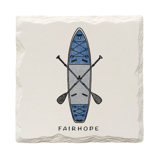 Customizable Paddle Board Doodle | Drink Coaster | Absorbent Ridged Ceramic