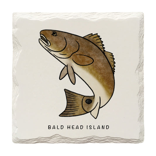 Customizable Redfish Doodle | Drink Coaster | Absorbent Ridged Ceramic