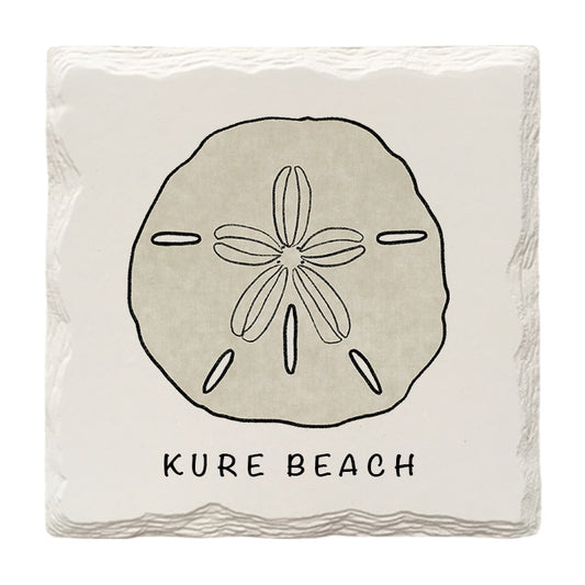 Customizable Sand Dollar Doodle | Drink Coaster | Absorbent Ridged Ceramic