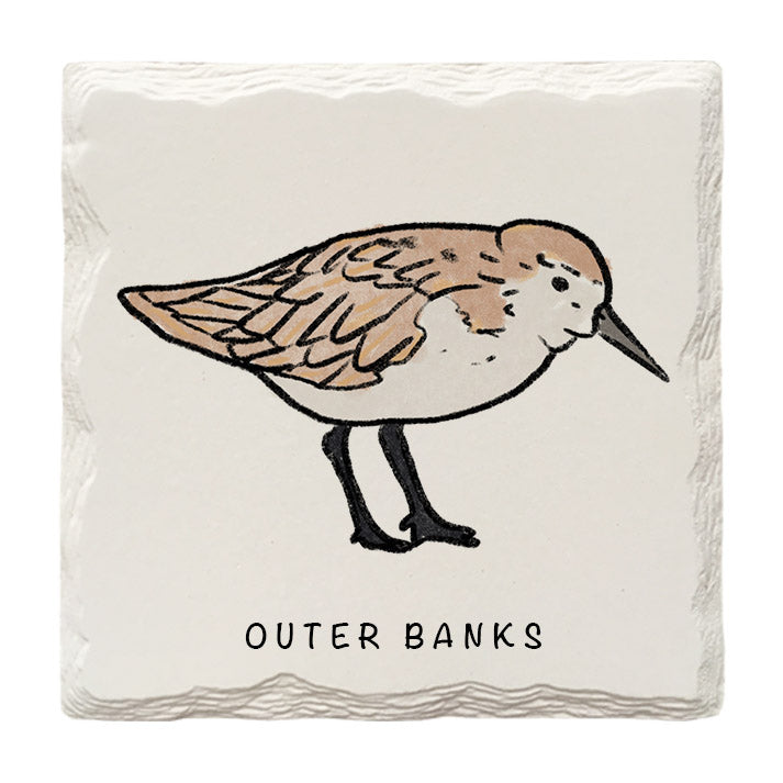 Customizable Sandpiper Doodle | Drink Coaster | Absorbent Ridged Ceramic