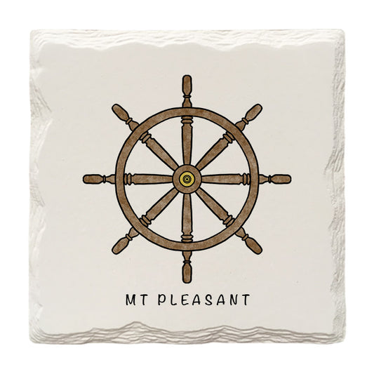 Customizable Ships Wheel Doodle | Drink Coaster | Absorbent Ridged Ceramic