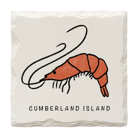 Customizable Shrimp Doodle | Drink Coaster | Absorbent Ridged Ceramic