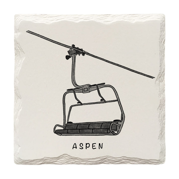 Customizable Ski Lift Doodle | Drink Coaster