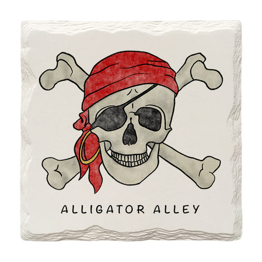 Customizable Skull & Crossbones Doodle | Drink Coaster | Absorbent Ridged Ceramic