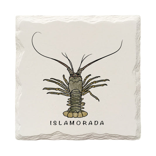 Customizable Spiny Lobster Doodle | Drink Coaster | Absorbent Ridged Ceramic