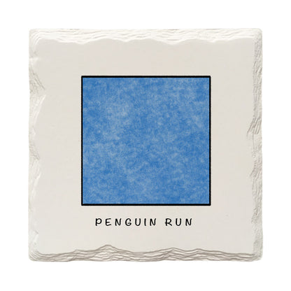 Customizable Blue Square Ski Sign Doodle | Drink Coaster