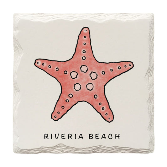 Customizable Starfish Doodle | Drink Coaster | Absorbent Ridged Ceramic