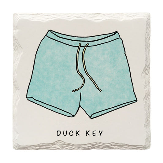 Customizable Swim Trunks Doodle | Drink Coaster | Absorbent Ridged Ceramic