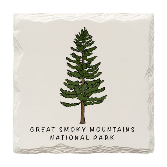 Customizable Pine Tree Doodle | Drink Coaster | Absorbent Ridged Ceramic