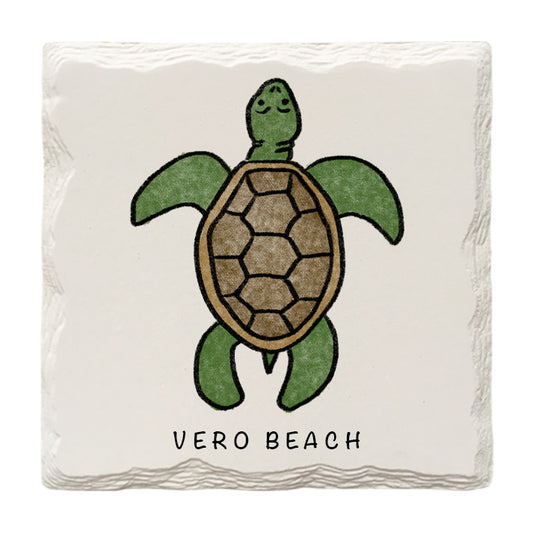 Customizable Sea Turtle Doodle | Drink Coaster | Absorbent Ridged Ceramic