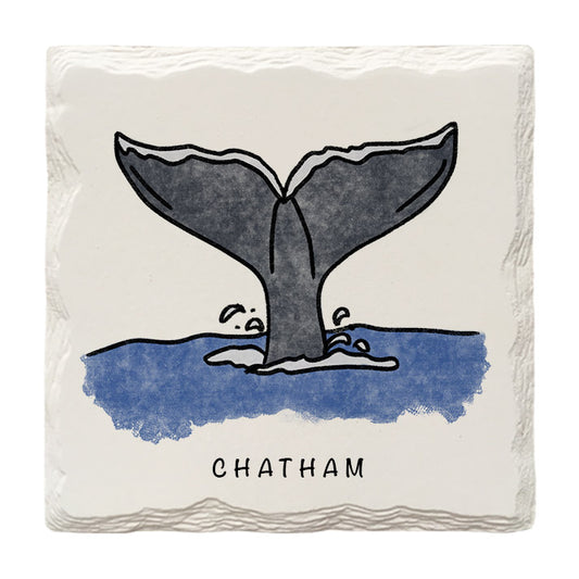 Customizable Whale Tail Doodle | Drink Coaster | Absorbent Ridged Ceramic