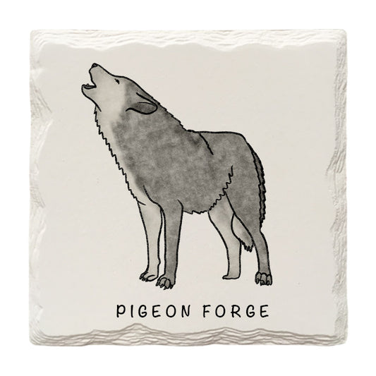 Customizable Wolf Doodle | Drink Coaster | Absorbent Ridged Ceramic