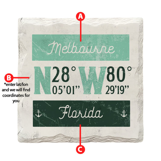 Customizable Big Coordinates Green | Drink Coaster