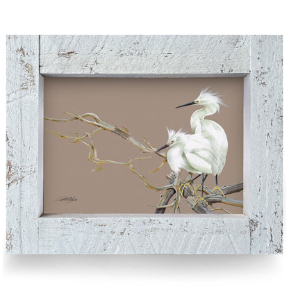 Egret Duo | Real Wood Framed Wall Art Print | Art Lamay