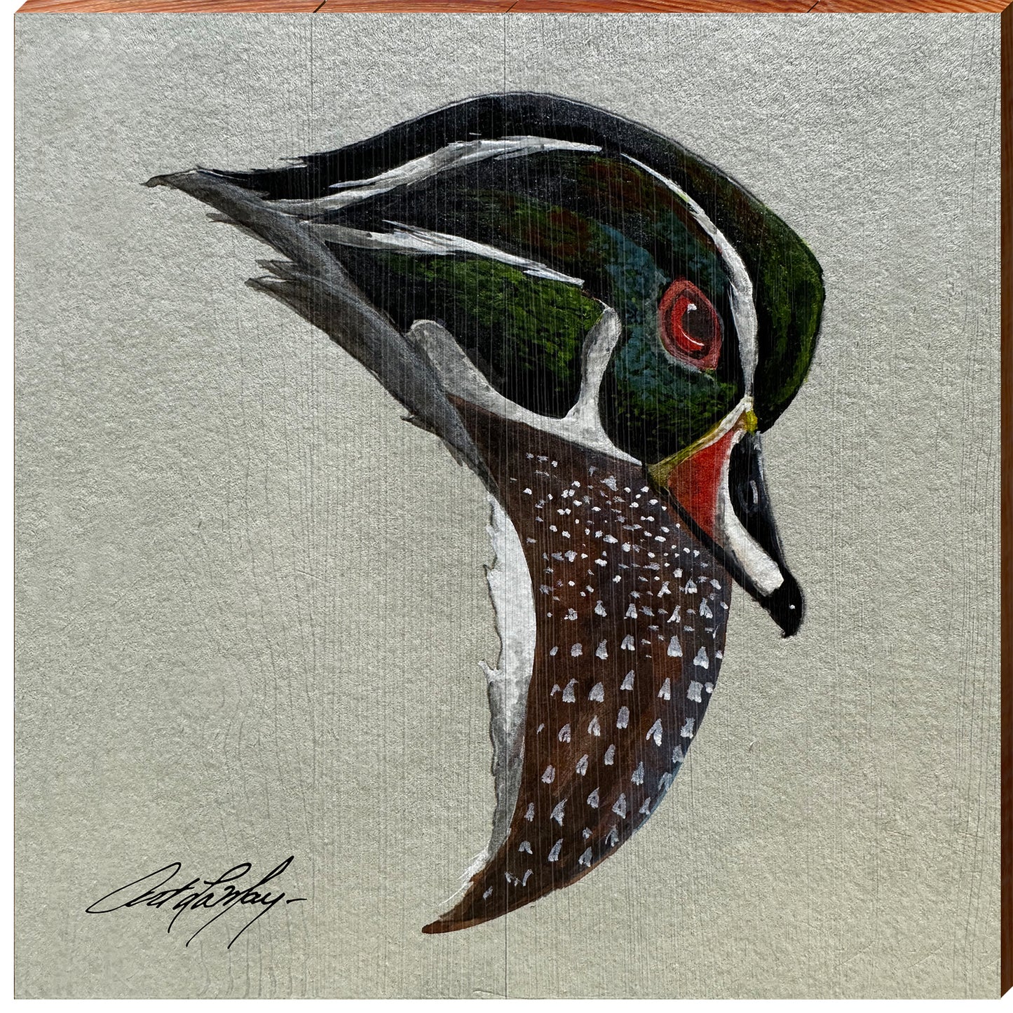 Art Lamay | Bright Wood Duck | Wall Art Print on Real Wood