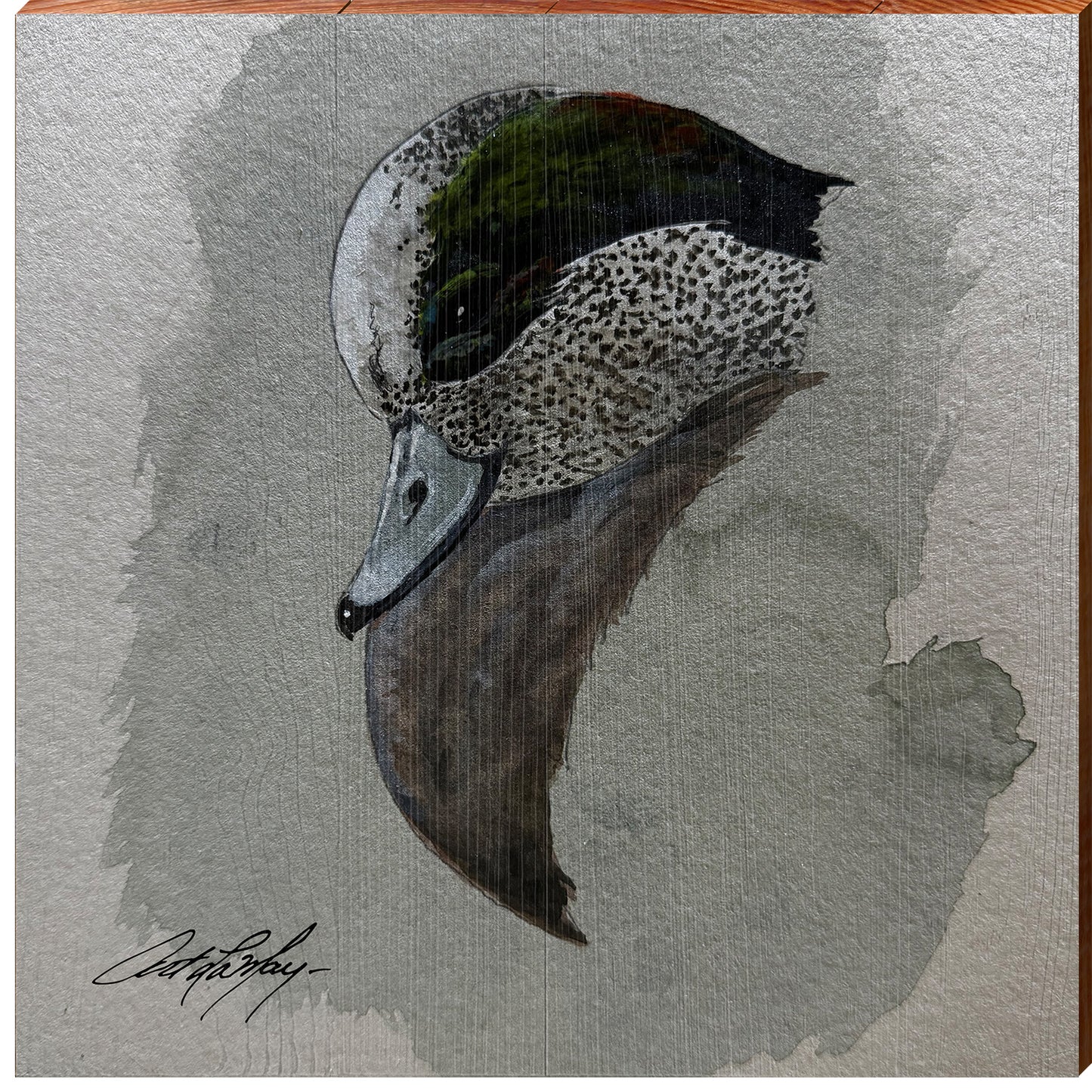 Art Lamay | Green Winged Teal Duck | Wall Art Print on Real Wood