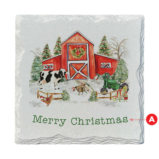 Pamela Cassidy | Christmas Farm Customizable | Drink Coaster