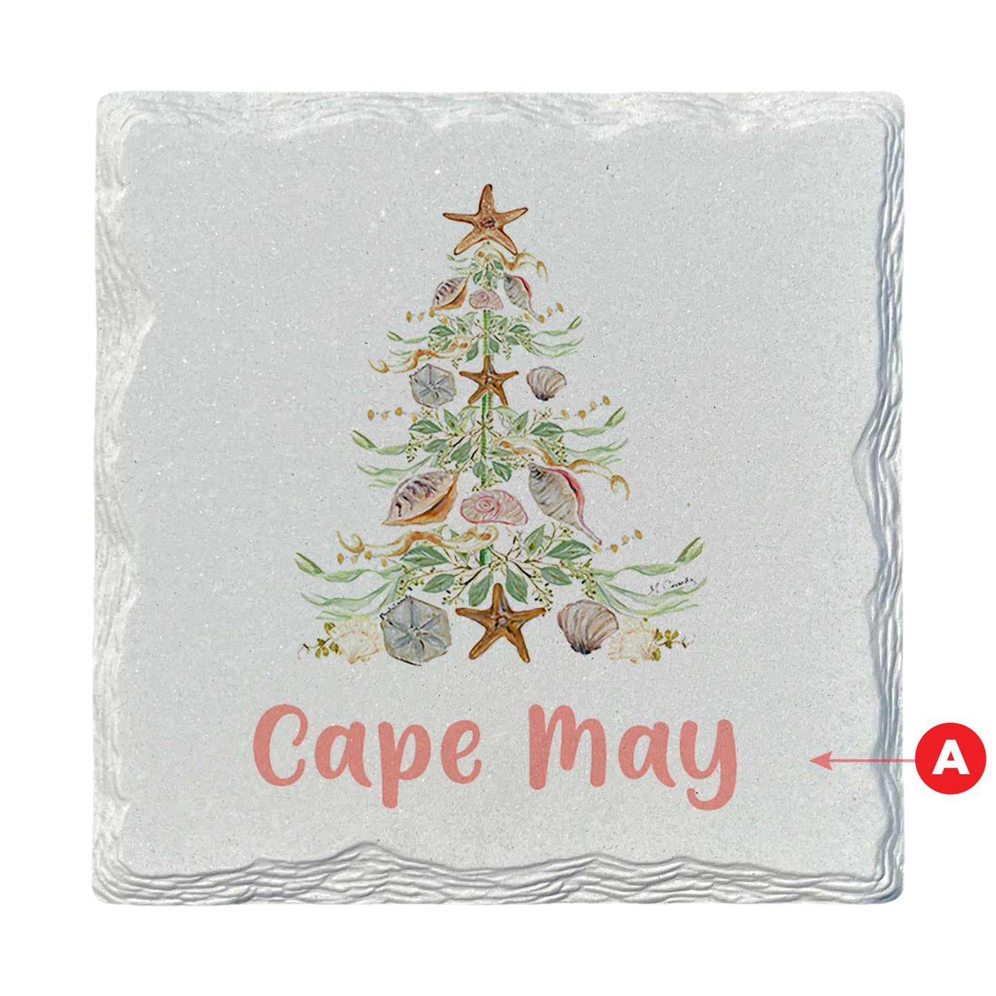 Pamela Cassidy | Coastal Christmas Tree Customizable | Drink Coaster