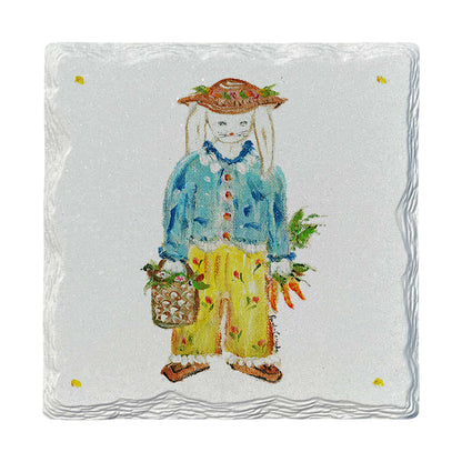 Pamela Cassidy | Easter Bunny Gardener Girl | Drink Coaster