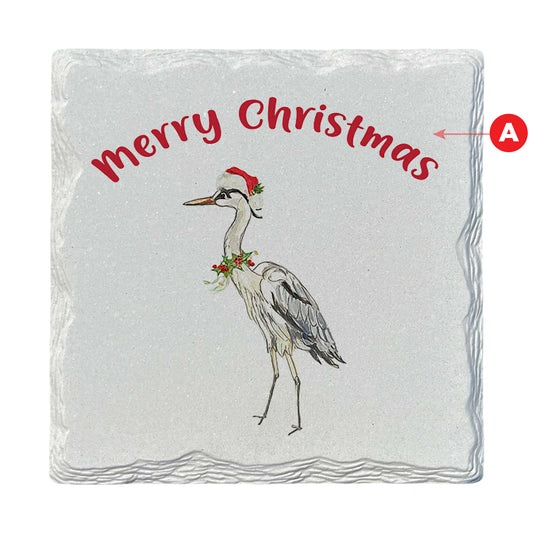 Pamela Cassidy | Customizable Christmas Heron | Drink Coaster