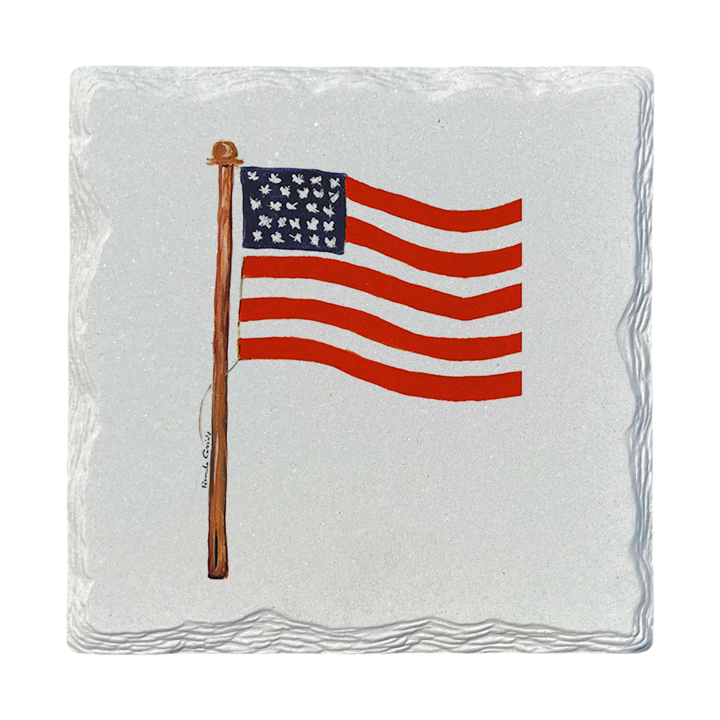 Pamela Cassidy | Waving American Flag | Drink Coaster