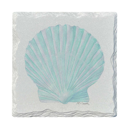 Pamela Cassidy | Blue Scallop Shell | Drink Coaster