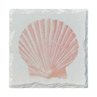 Pamela Cassidy | Pink Scallop Shell | Drink Coaster